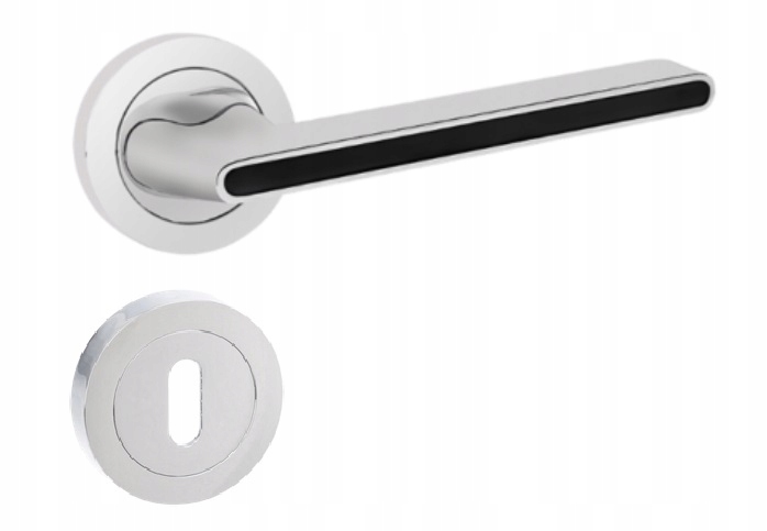 Klika Tesla chrom lesklá/černá rozety Wk