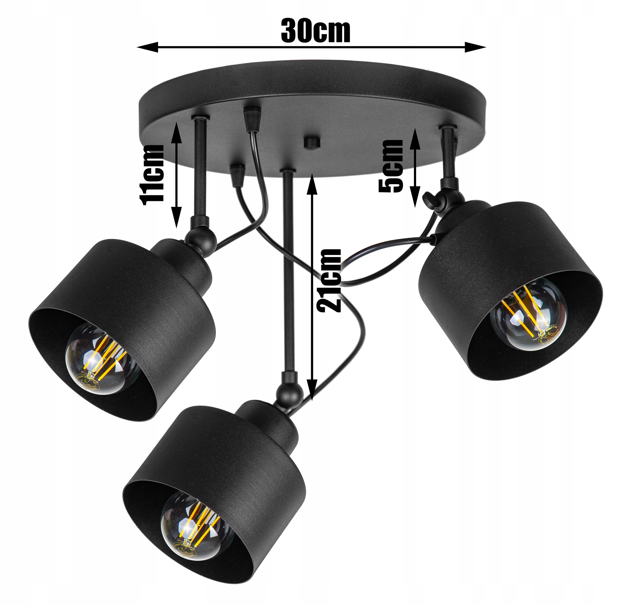 LAMPA SUFITOWA PLAFON ŻYRANDOL LOFT EDISON LED Kolor czarny