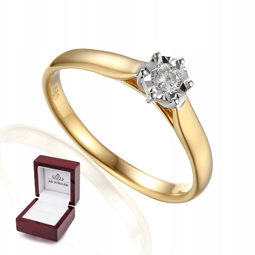 

Zaręczynowy Pierścionek 14K z Brylantem 0.14ct
