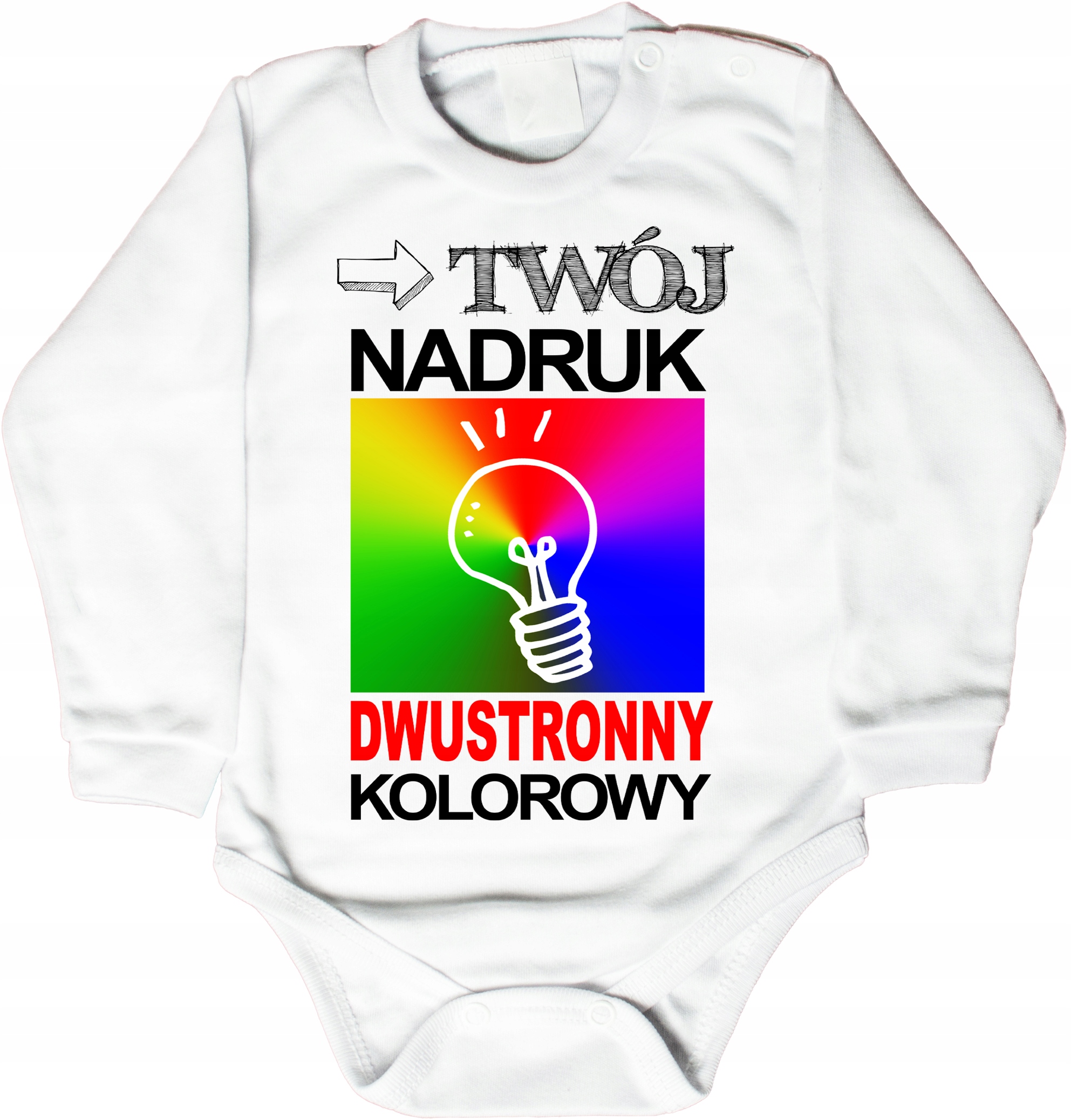

Białe Body z Własną Grafiką nadruk Dwustronny r 56
