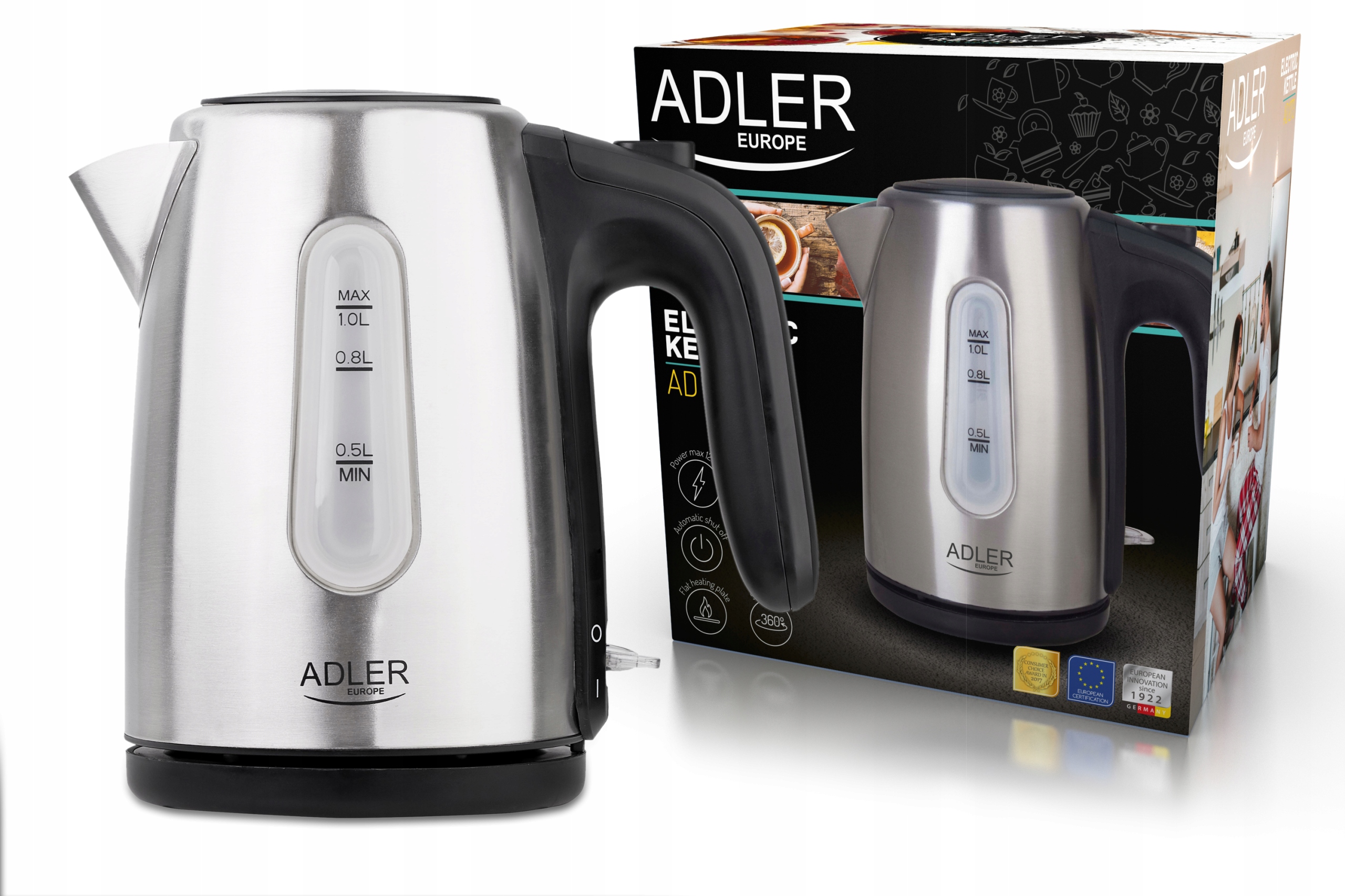 

Adler Czajnik Elektryczny Stalowy 1L 1200W AD1273