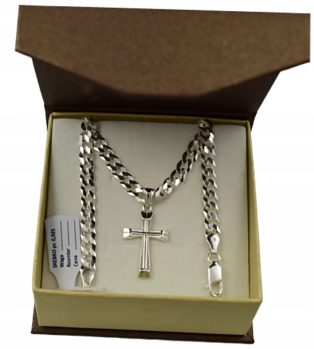 

Łańcuszek Srebrny Pancerka 5 MM Krzyżyk Grawer