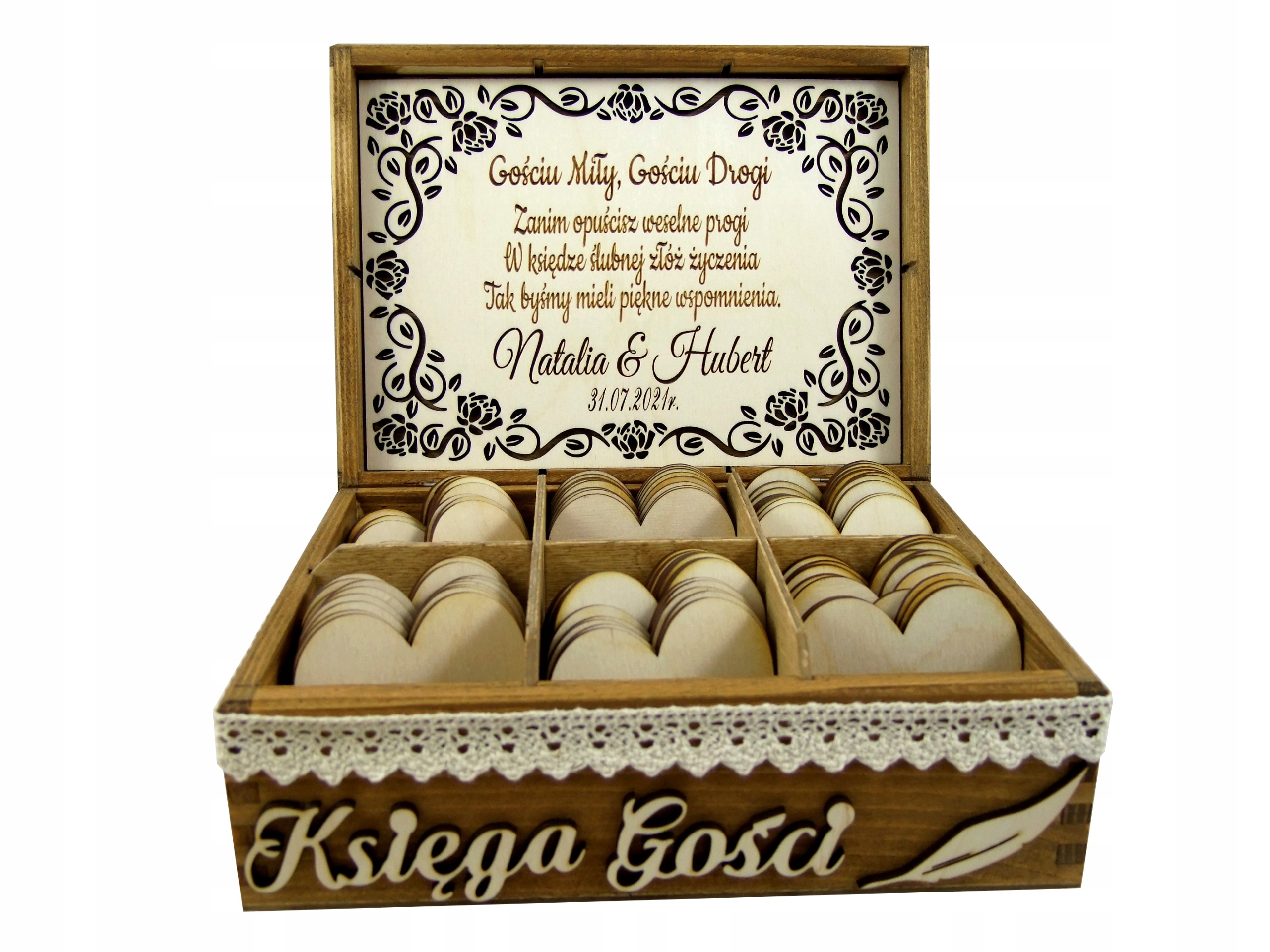 Komplet Na Koperty Obrączki Księga Gości Koronka Kolor dominujący beże i brązy