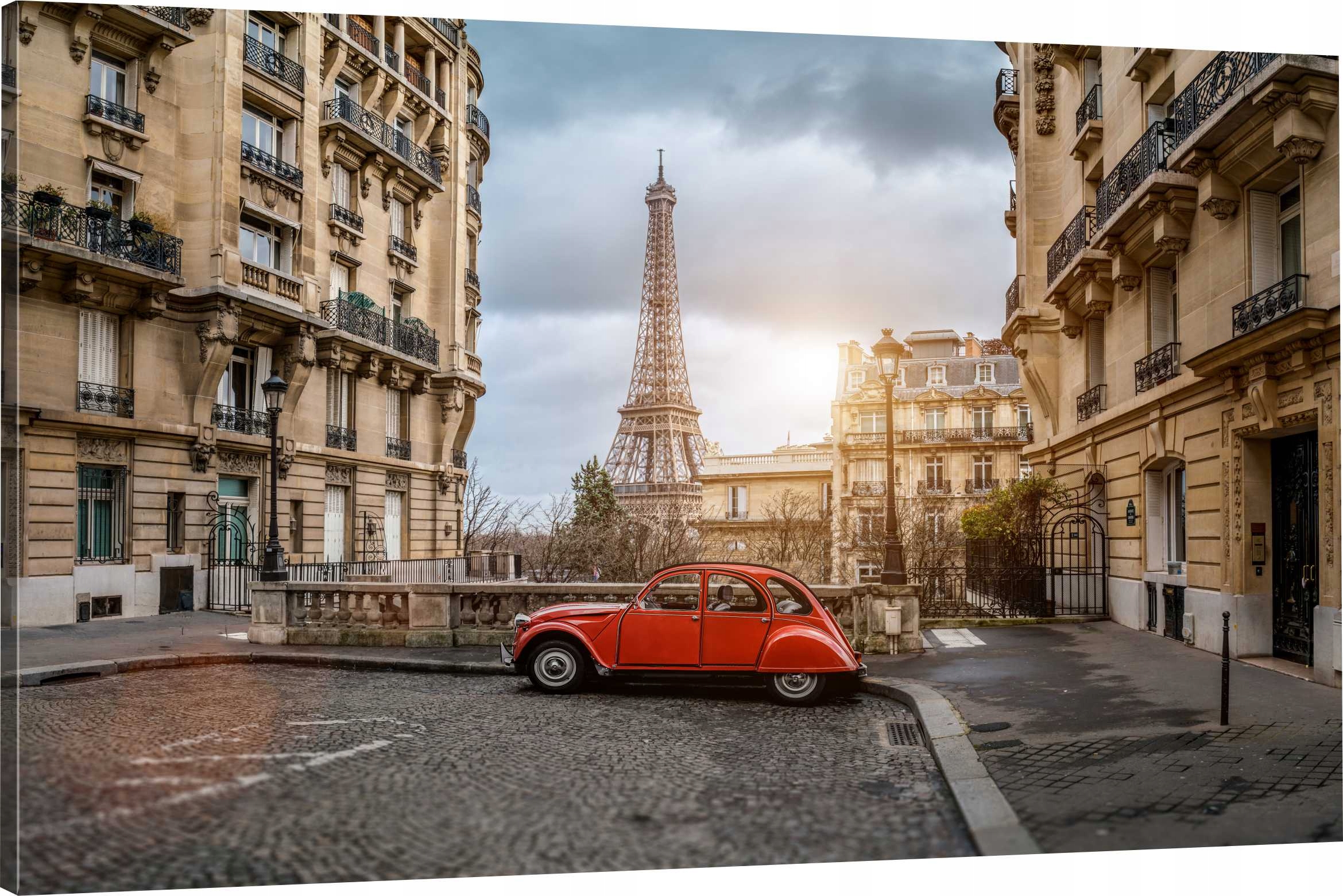 

Obraz Na Płótnie czerwone auto Eiffla 90x60 max