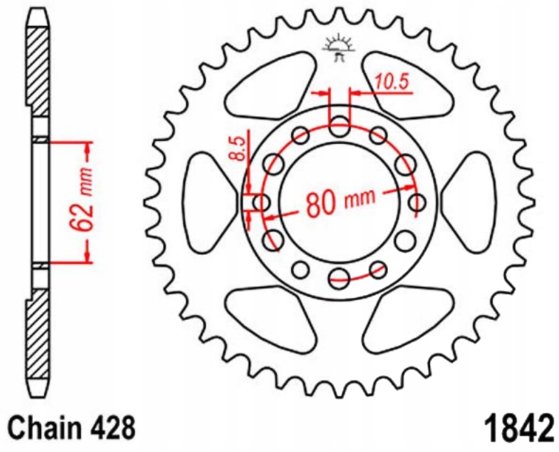 Zadní ozubené kolo Yamaha Tw 125 99-04 Nové