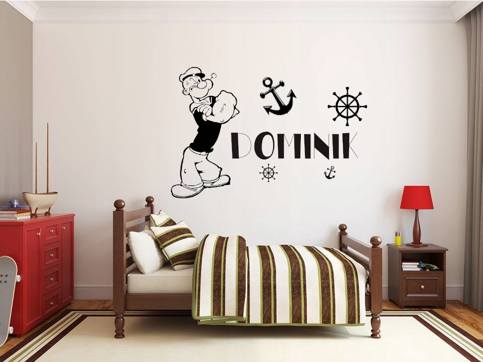 

Naklejka Ścienna Popeye Imię Dziecka Kotwica Koło