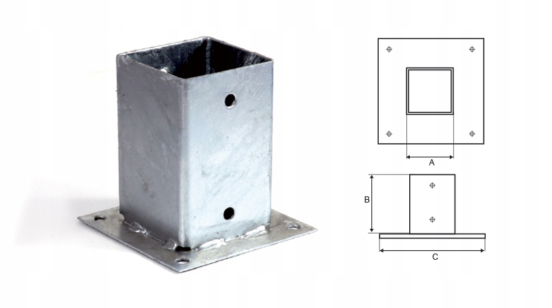 Podstawa słupa KOTWA przykręcana 100x100mm Rodzaj podstawa słupa