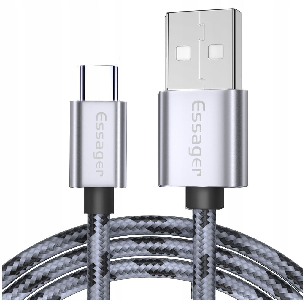 

Kabel Usb Essager 3A Type-c Usb-c Qc 3.0 1m Grey