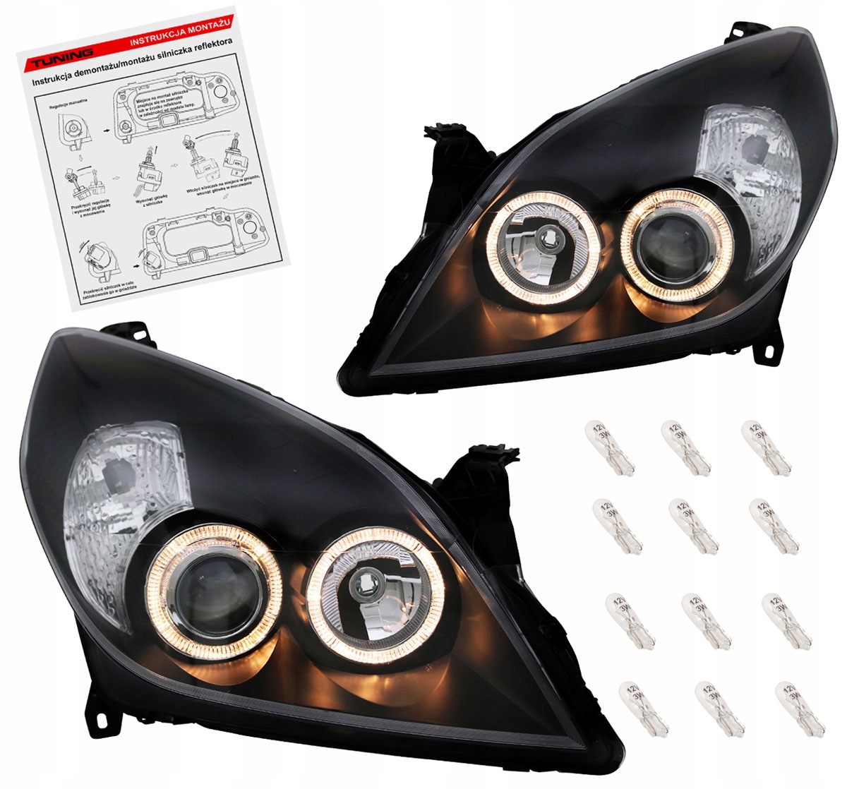 OPEL VECTRA C 05-08 LAMPY reflektory BLACK ringi