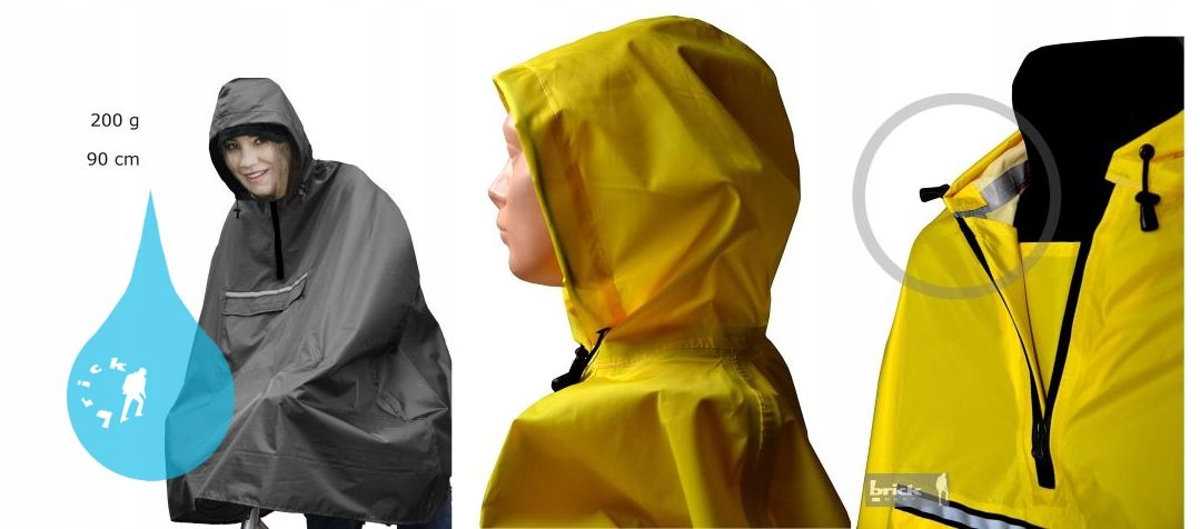 PELERYNA ROWEROWA TOUR PODKLEJANE SZWY ODBLASK 13 Zapięcie zamek