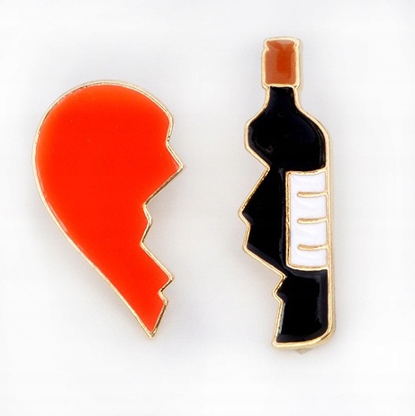 

Pins Serce i Wino przypinka Komplet