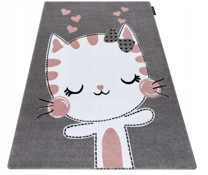 Dywan PETIT 3D 80x150 KITTY kotek szaro różowy z kotkiem kotem szary kot