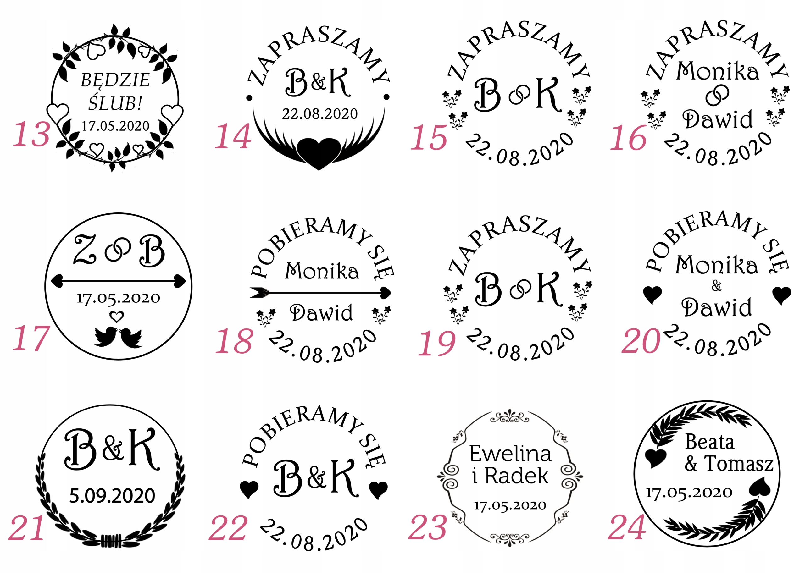 PIECZĄTKA NA ŚLUB PIECZĘĆ ŚLUBNA STEMPEL WESELE Kod producenta 4 cm