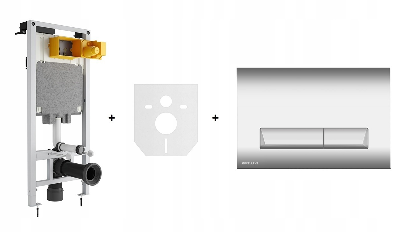 EXCELLENT SHIRO STELAŻ WC+PRZYCISK PLATTO CHROM