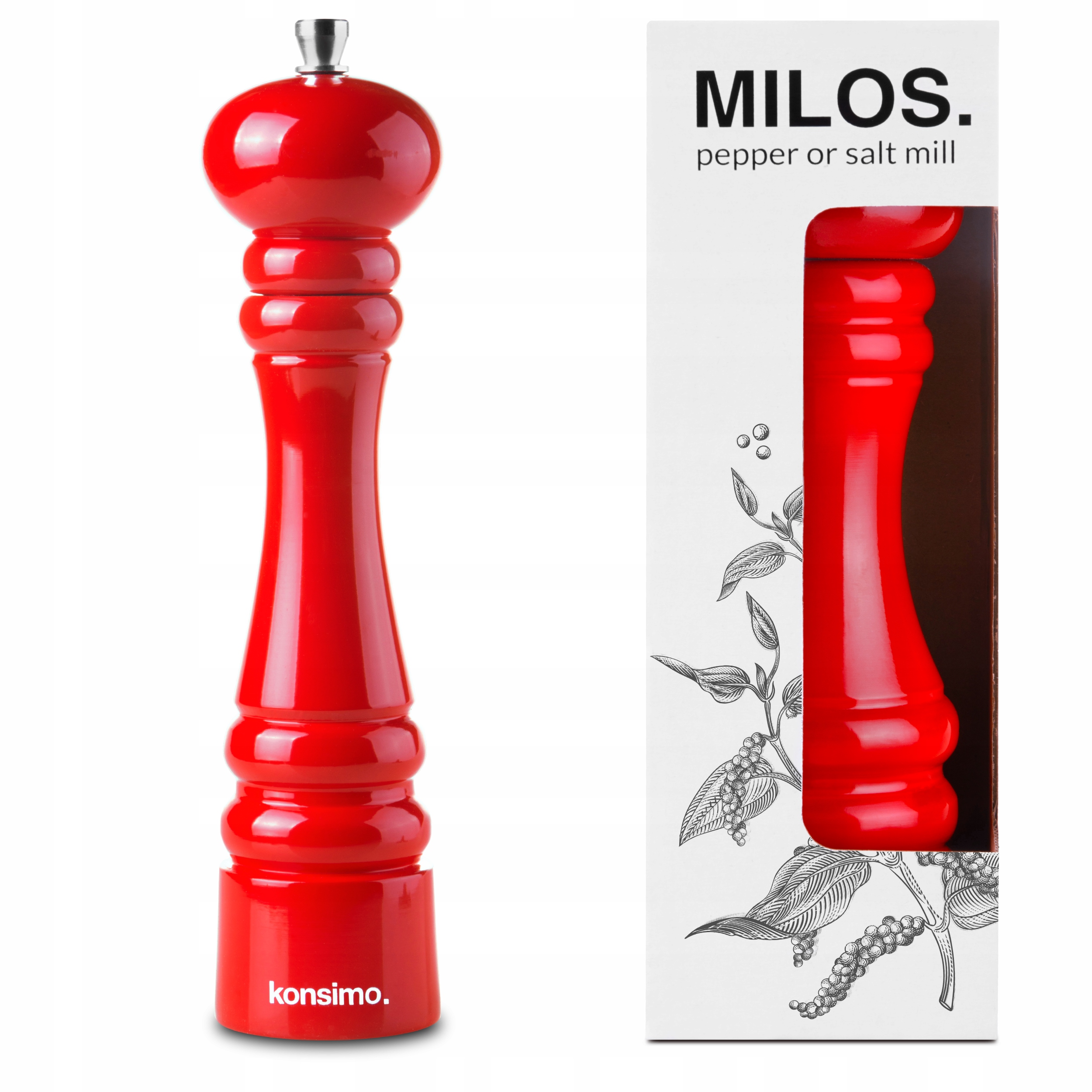 MŁYNEK RĘCZNY do pieprzu i soli DREWNIANY KONSIMO
