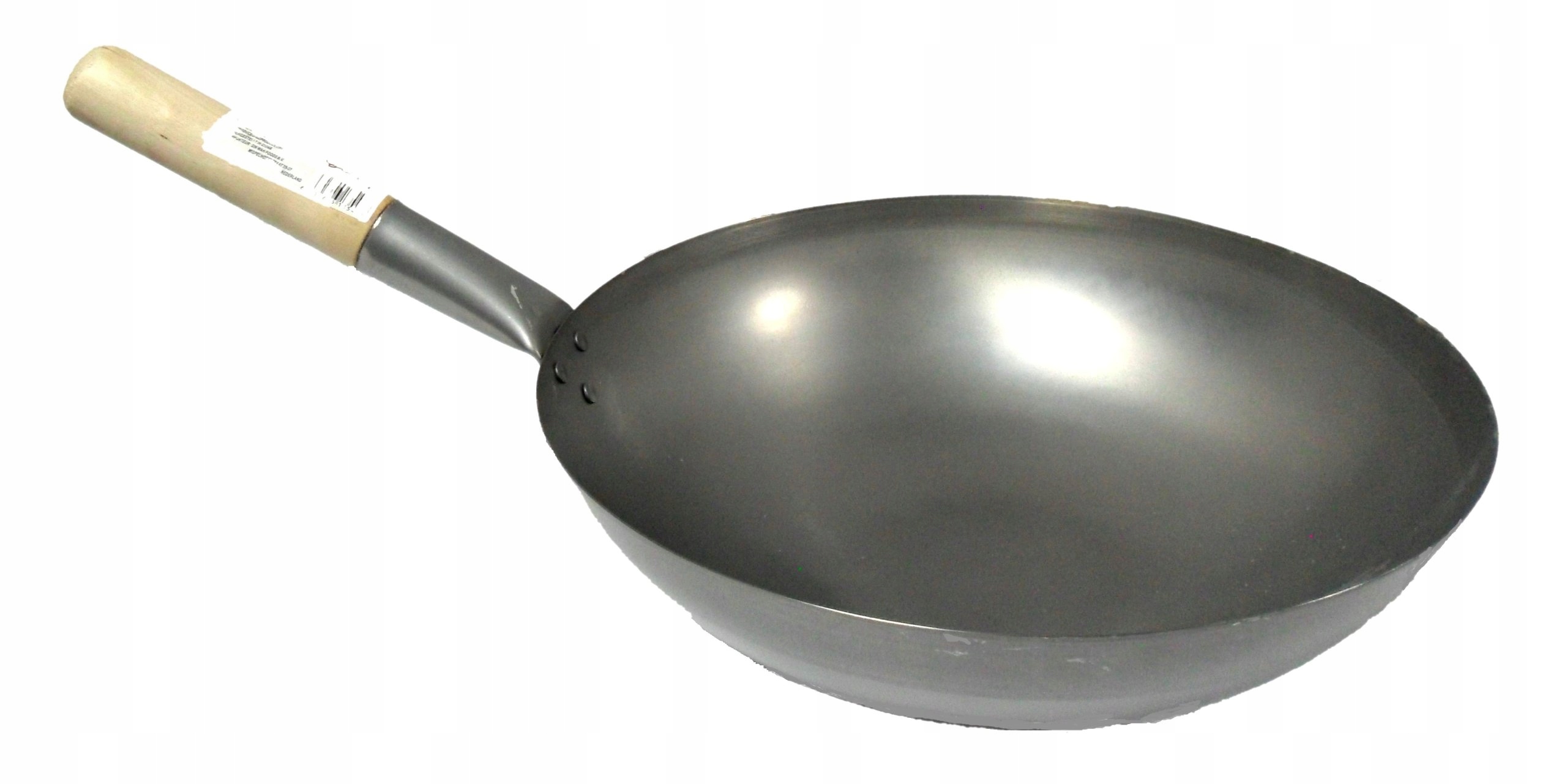 

Wok Stalowy 30cm okrągłe dno z drewnianą rączką