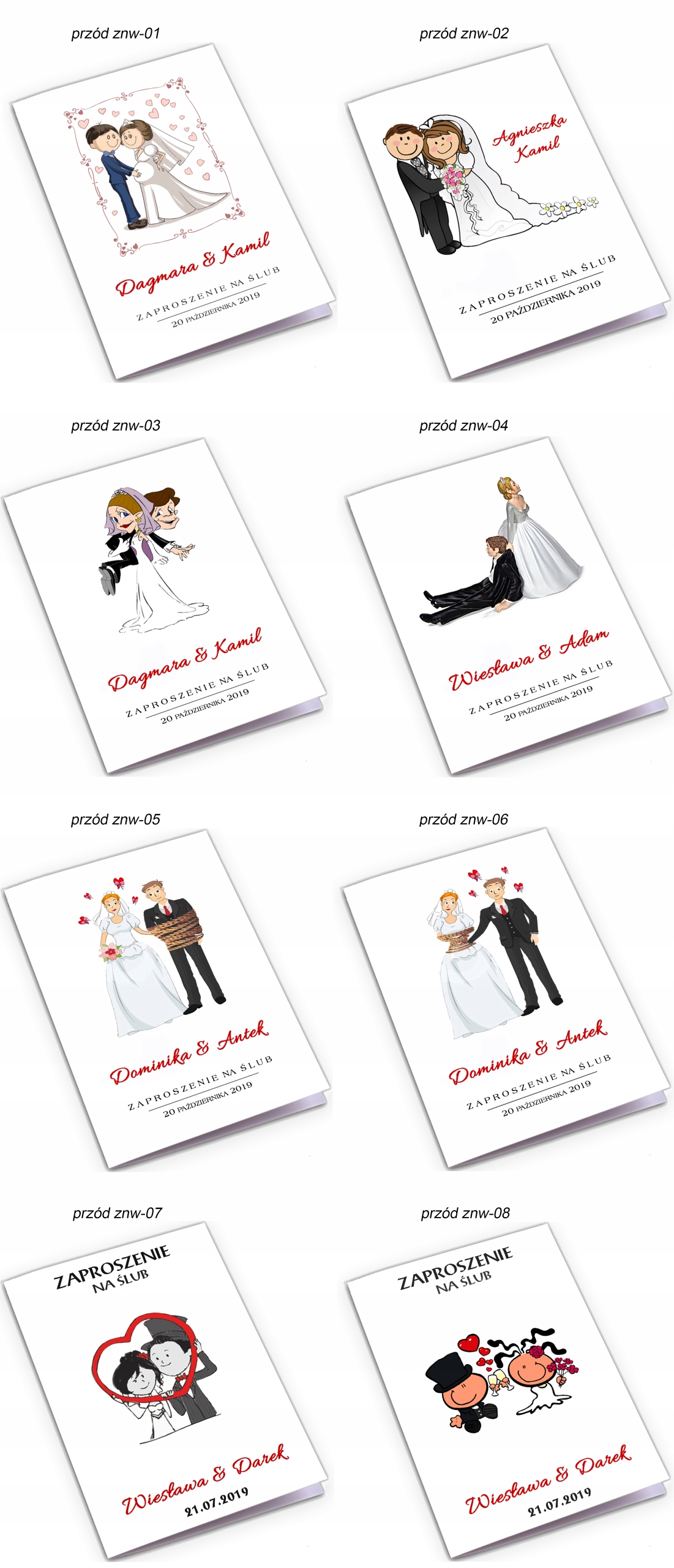 ZAPROSZENIE ŚLUB ZAPROSZENIA zawiadomienia ślubne Kolor dominujący wielokolorowy