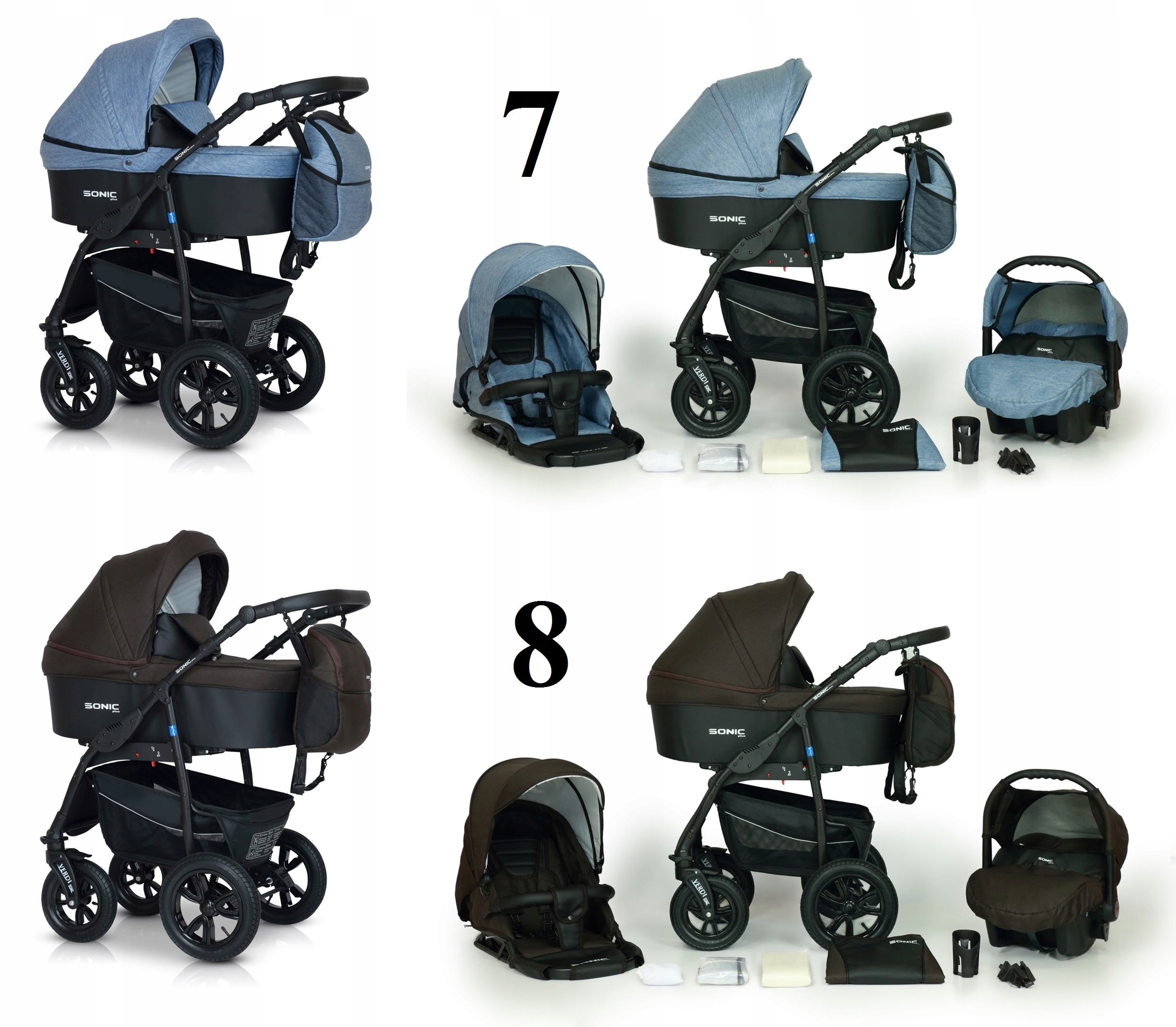 WÓZEK DZIECIĘCY VERDI SONIC PLUS 3W1+ AKCESORIA Marka Verdi