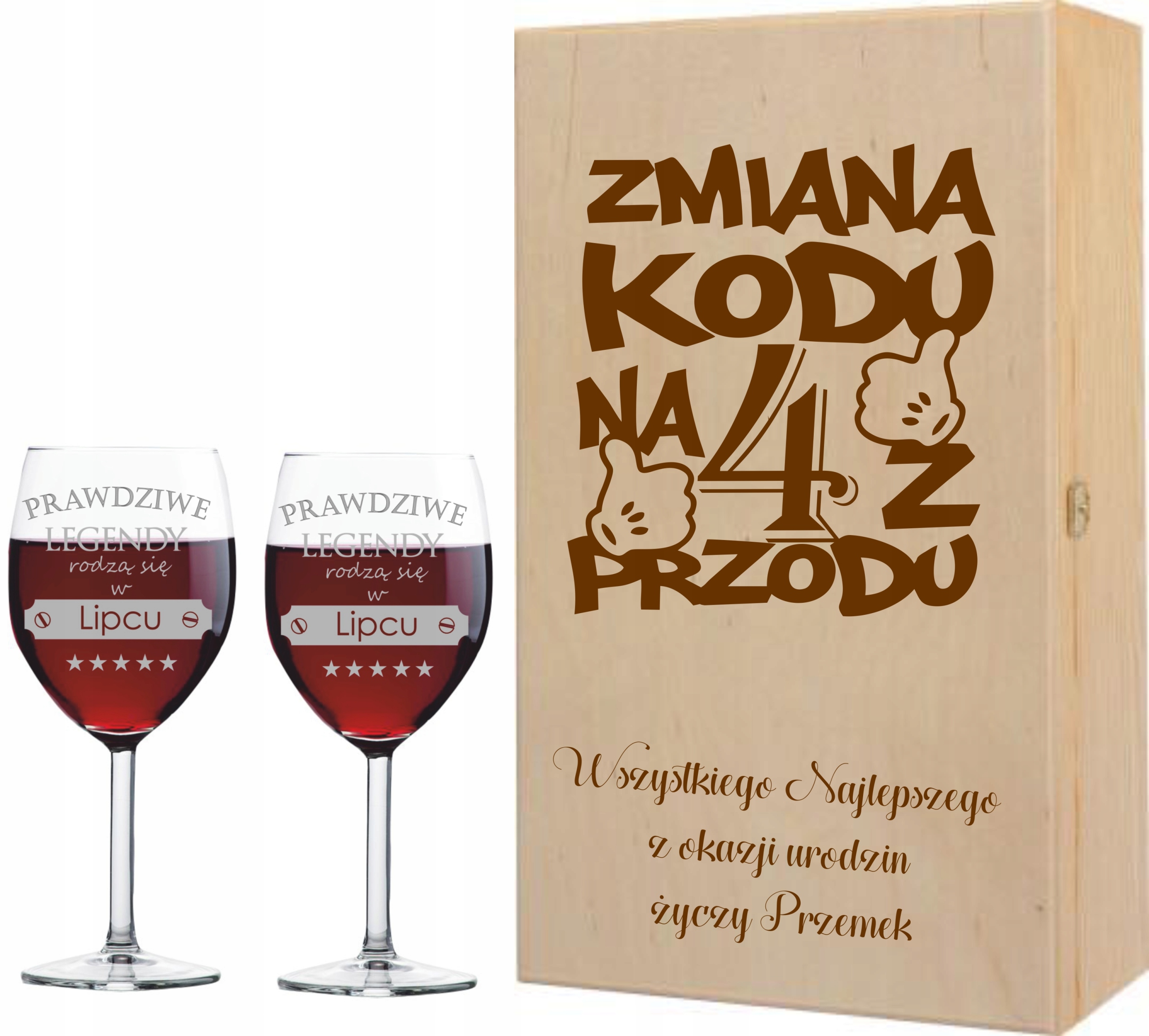 

Skrzynka + Kieliszki Z Grawerem Ślub Urodziny