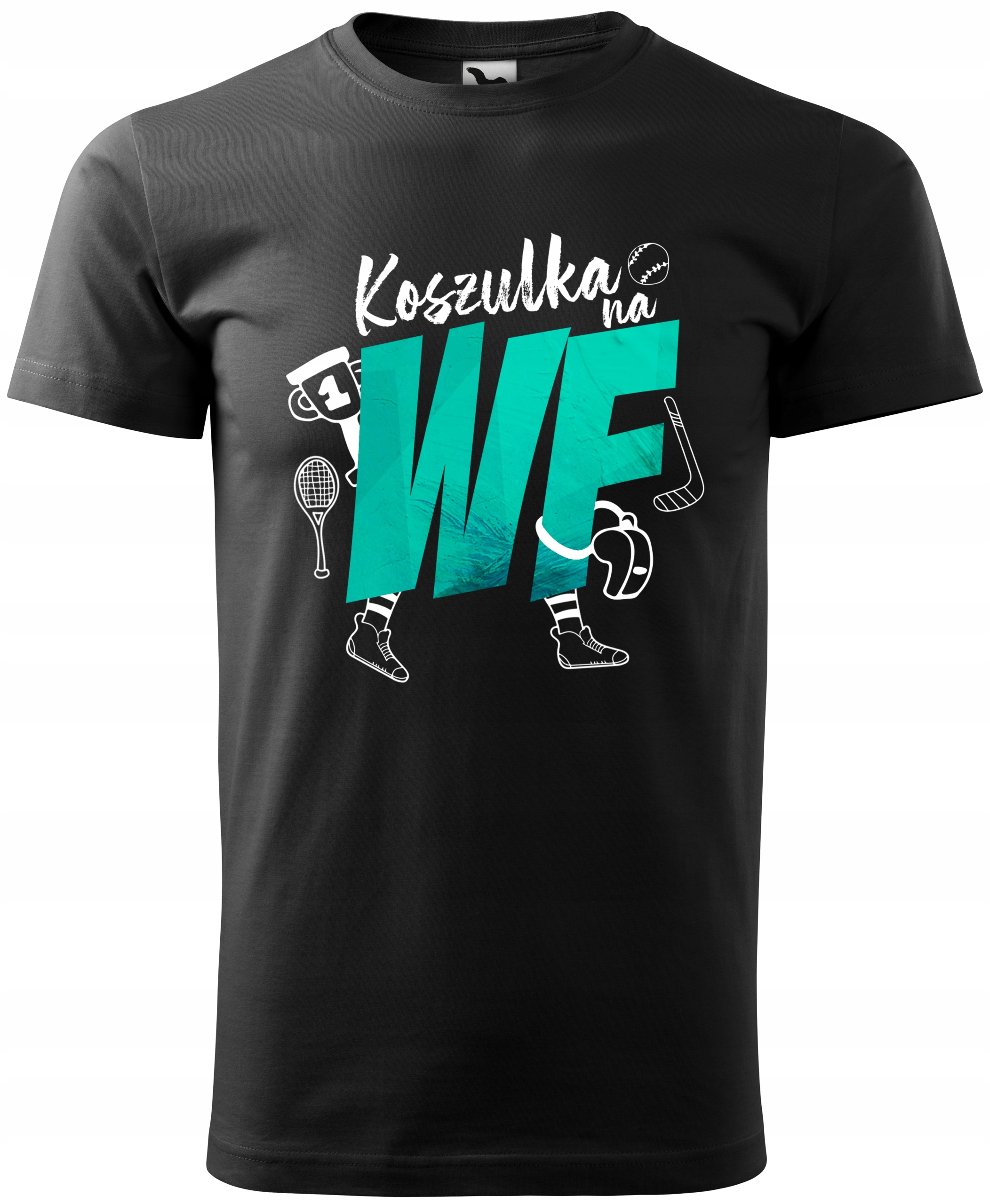 

Koszulka z nadrukiem na Wf sport czarna M v5