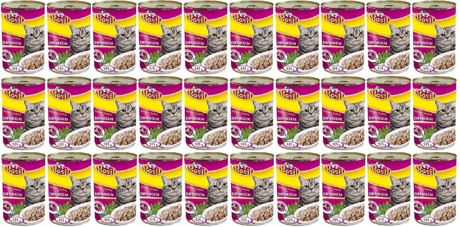 Krmivo Basil 415 g s drůbežím masem pro kočky 30 ks konzerva
