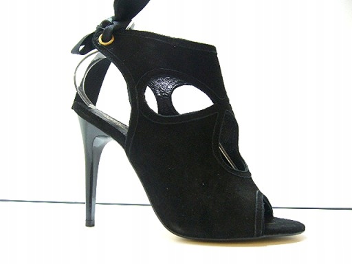 Černé sandály s koženými podpatky na kotník dámské kotníkové boty na léto 39