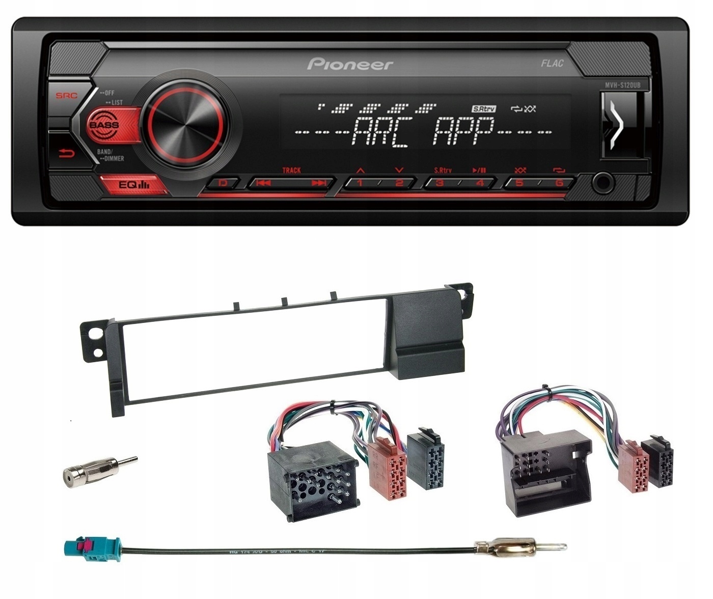Pioneer MVH-S120UB Autorádio 1 Din Usb Aux Rám Bmw 3 E46
