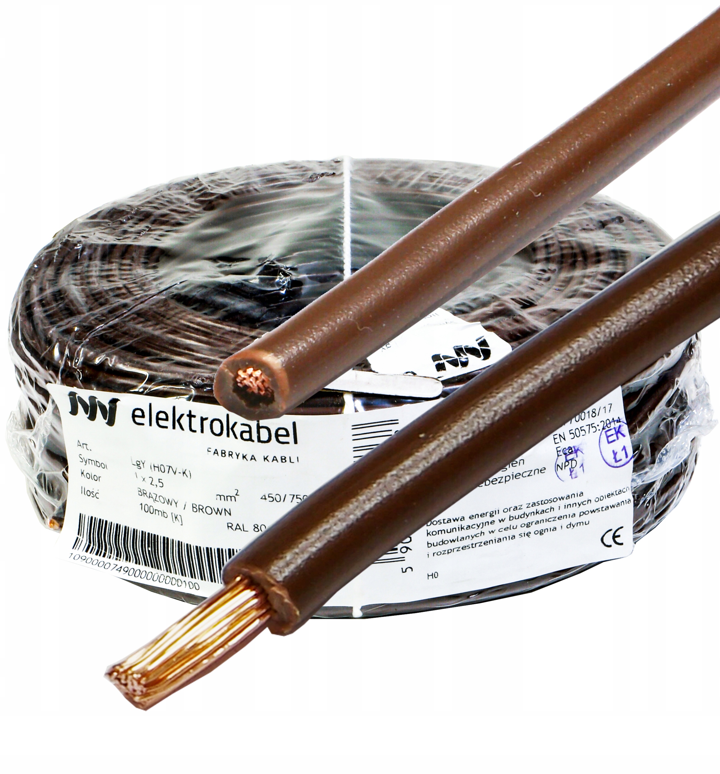 Kábel Lgy 2,5 mm hnedý 750 V medený 100 m