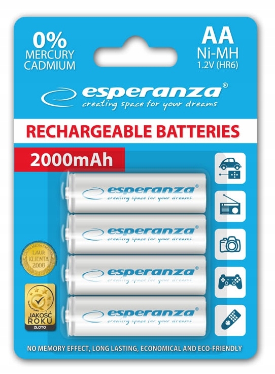 

4 Mocne Akumulatory Aa HR6 R6 2000mAh 1,2V Ni-MH