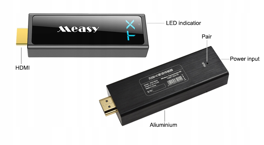 W2H Nano Mały Extender transmiter HDMI 1080p 30m Model W2H Nano