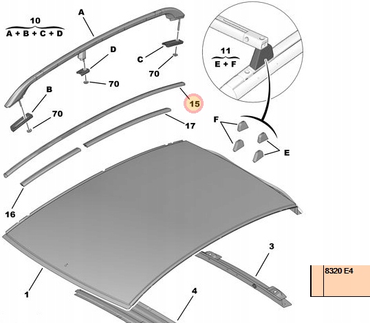 LISTWA DACHOWA DACHU CITROEN C3 PRAWA ORYGINAL Part number 8320E4