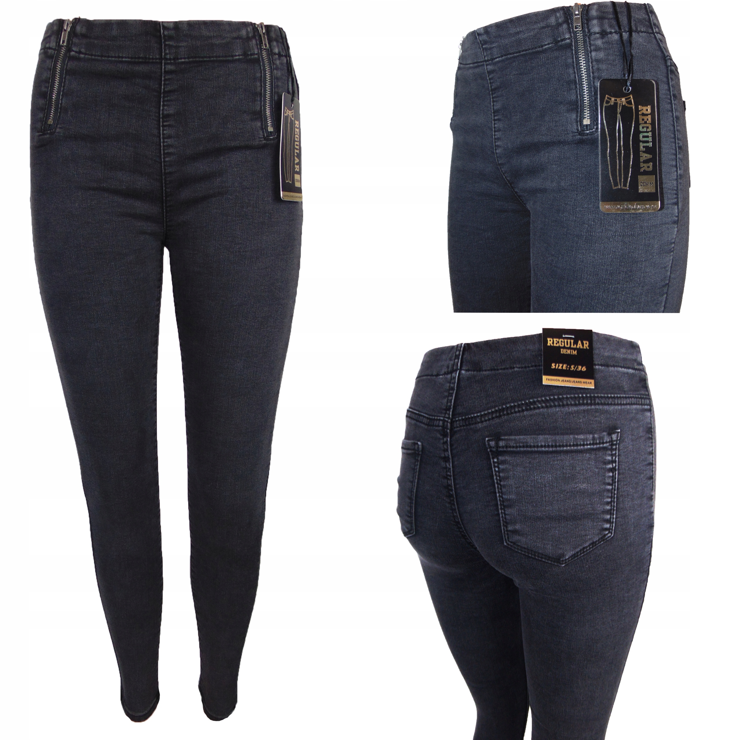 

Jeansowe Spodnie Damskie Rurki Wysoki Stan Push XL