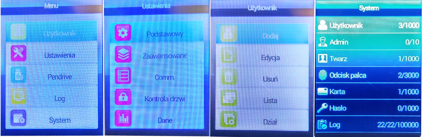 Rejestrator czasu pracy z rozpoznawaniem twarzy, RFID, WiFi, język POLSKI Marka Realand