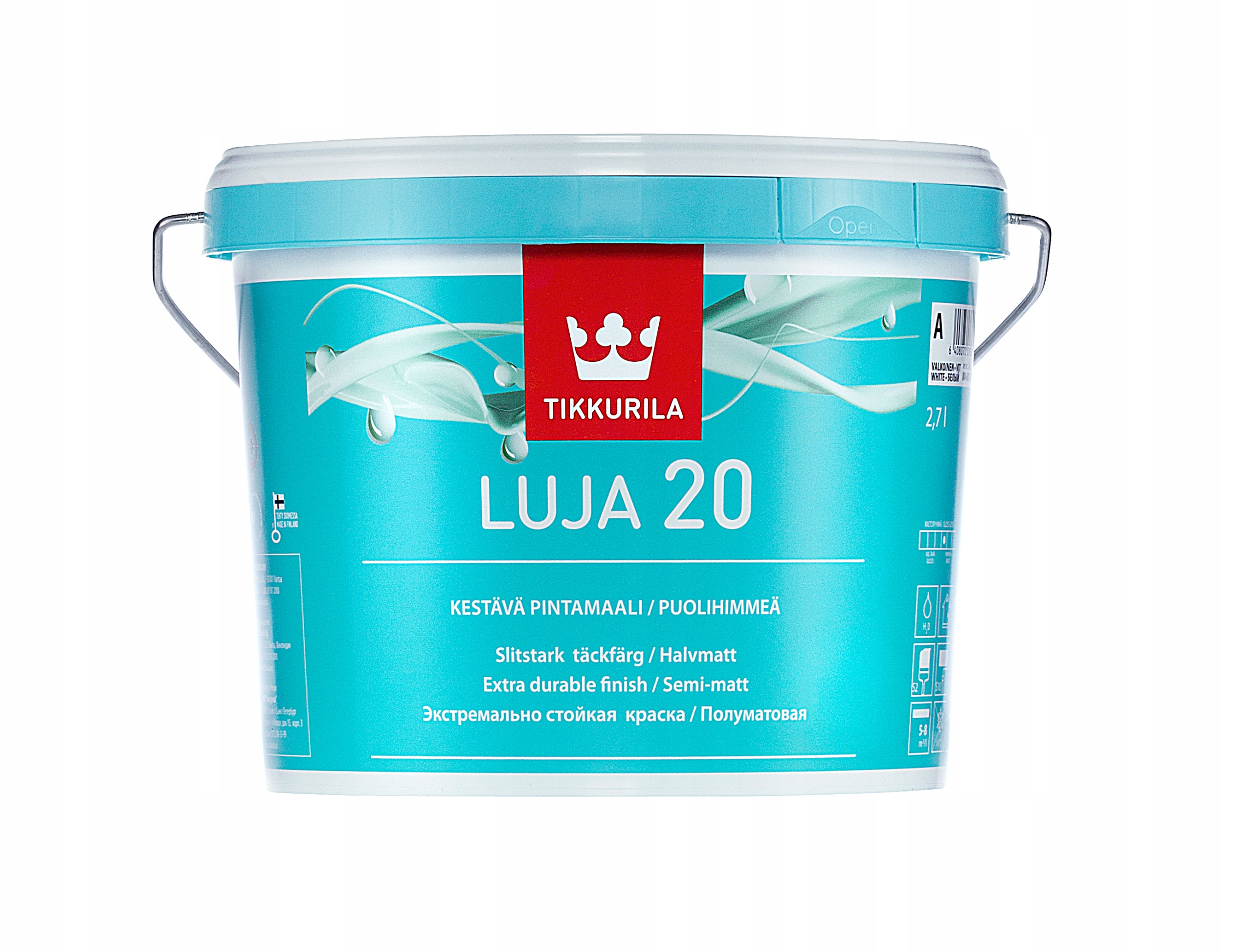 TIKKURILA КРАСКА ДЛЯ ВАННЫХ комнат LUJA 20 SEMI MATT 2,7 л