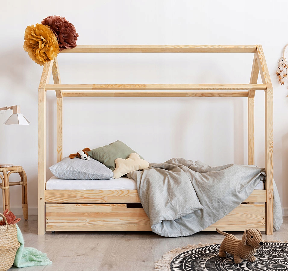 ŁÓŻKO DOMEK DWUOSOBOWE Z SZUFLADĄ DREWNIANE DZIECI Typ łóżko pojedyncze