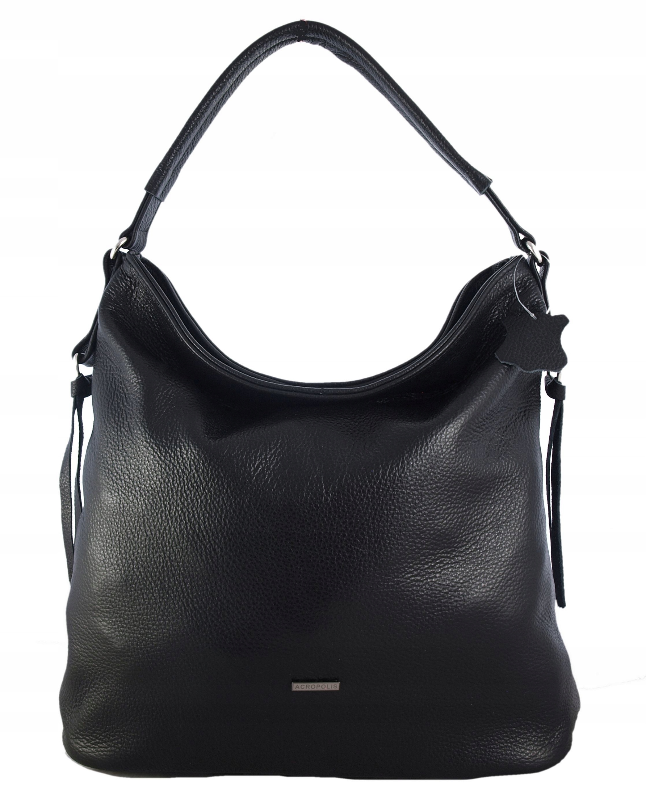 SKÓRZANA TOREBKA WOREK LISTONOSZKA CZARNA SKÓRA Marka inna