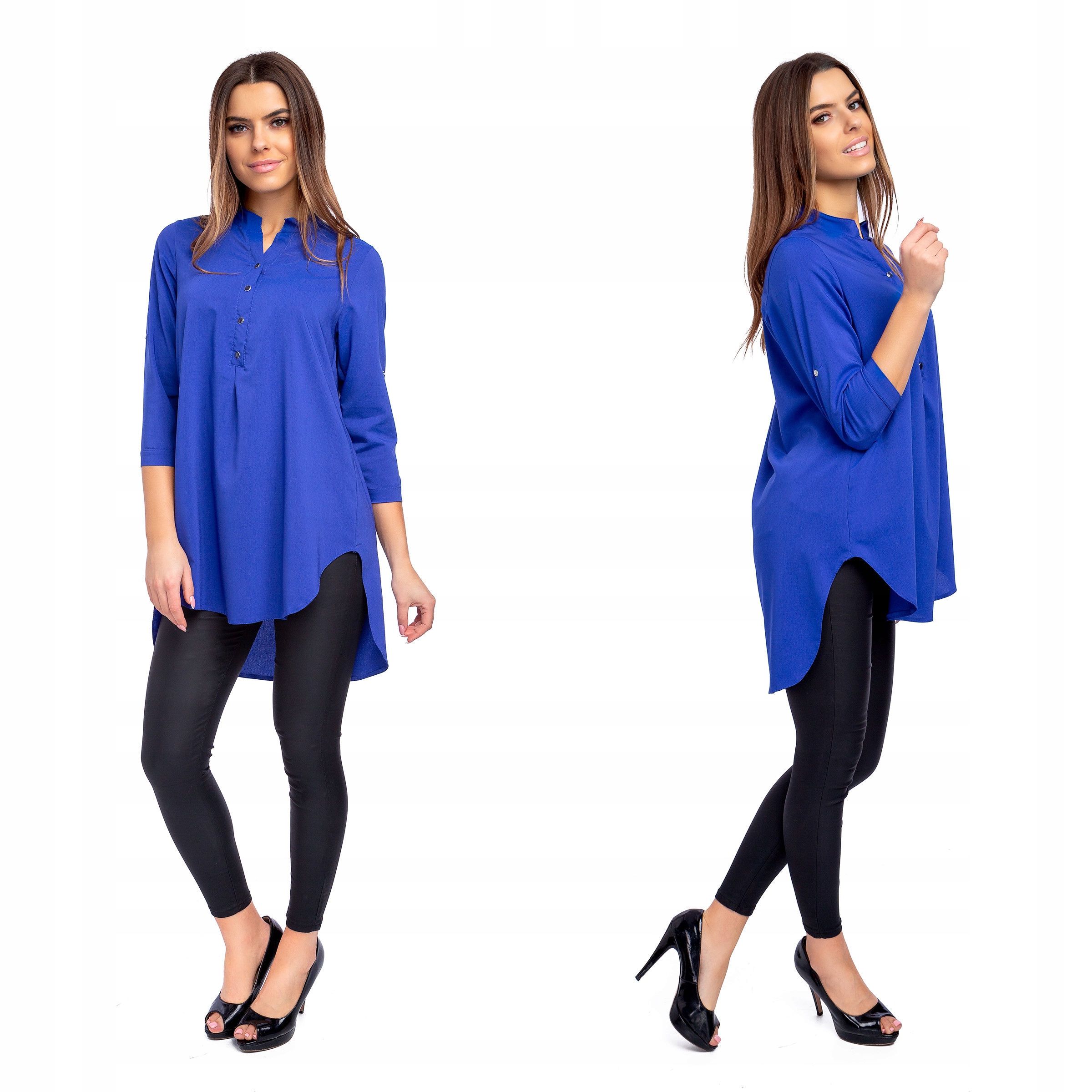 LUŹNA ASYMETRYCZNA DŁUGA KOSZULA KOLORY R - 38