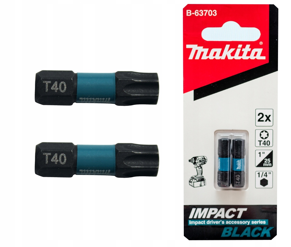 KOŃCÓWKA WKRĘTAKOWA UDAROWA T40 25MM 2SZT B-63703