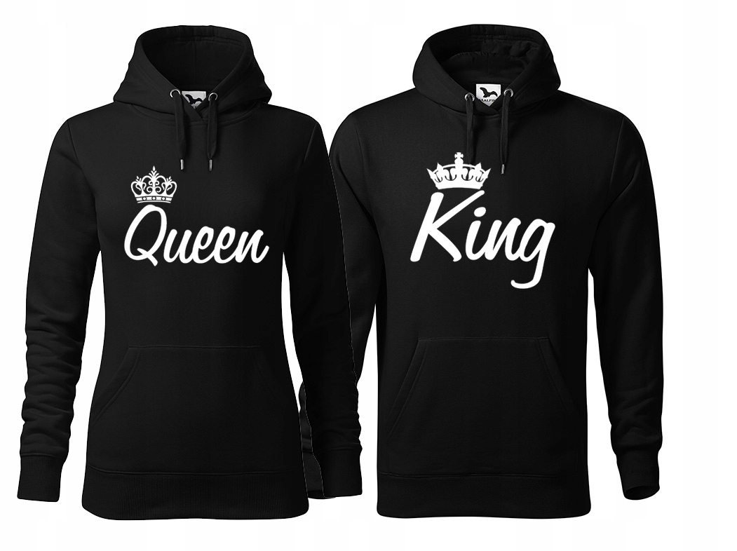 

Bluzy Dla Par Z Kapturem złoty nadruk King Queen S