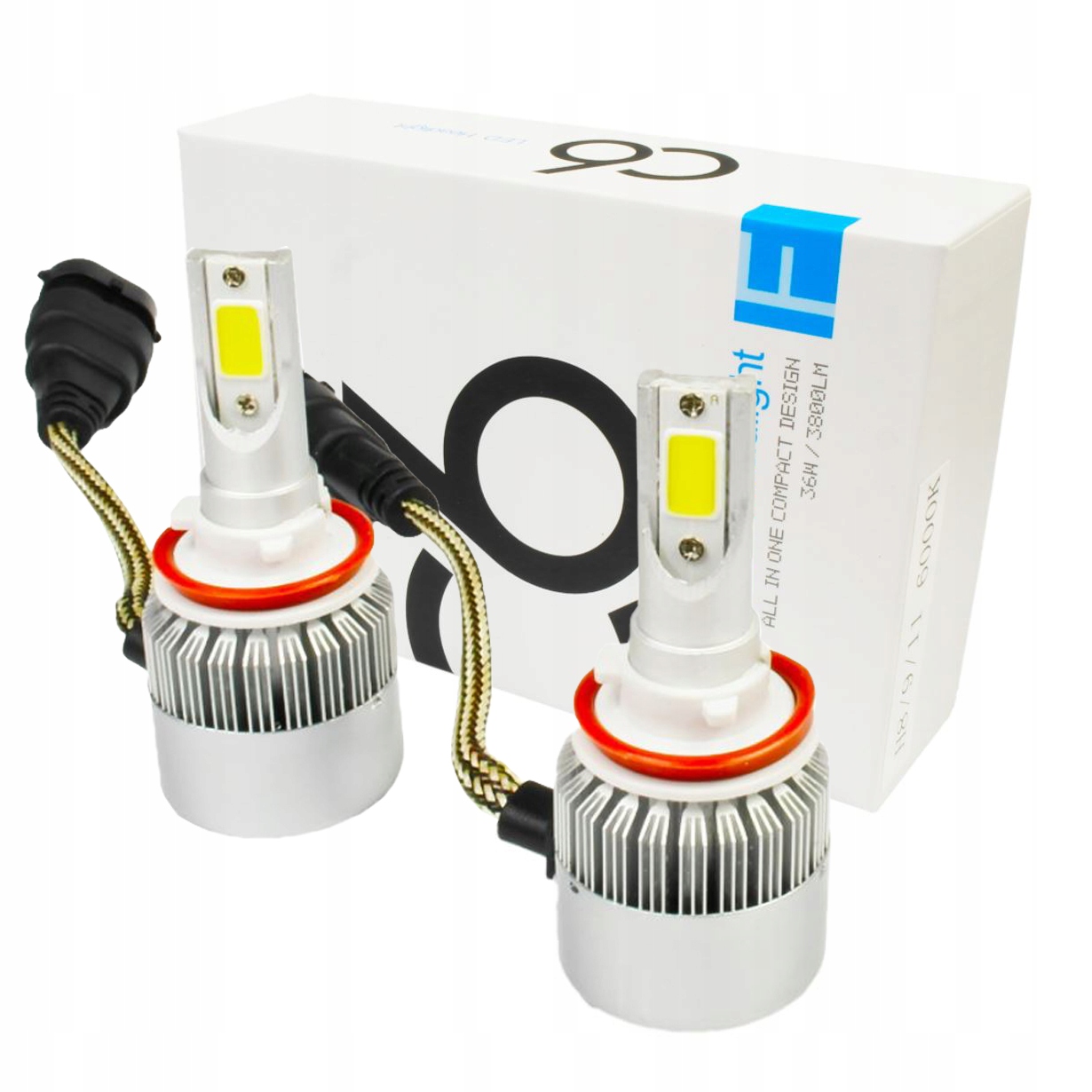 

Zestaw Led Cob H11 C6 72W 7600lm żarówki Dzień/noc