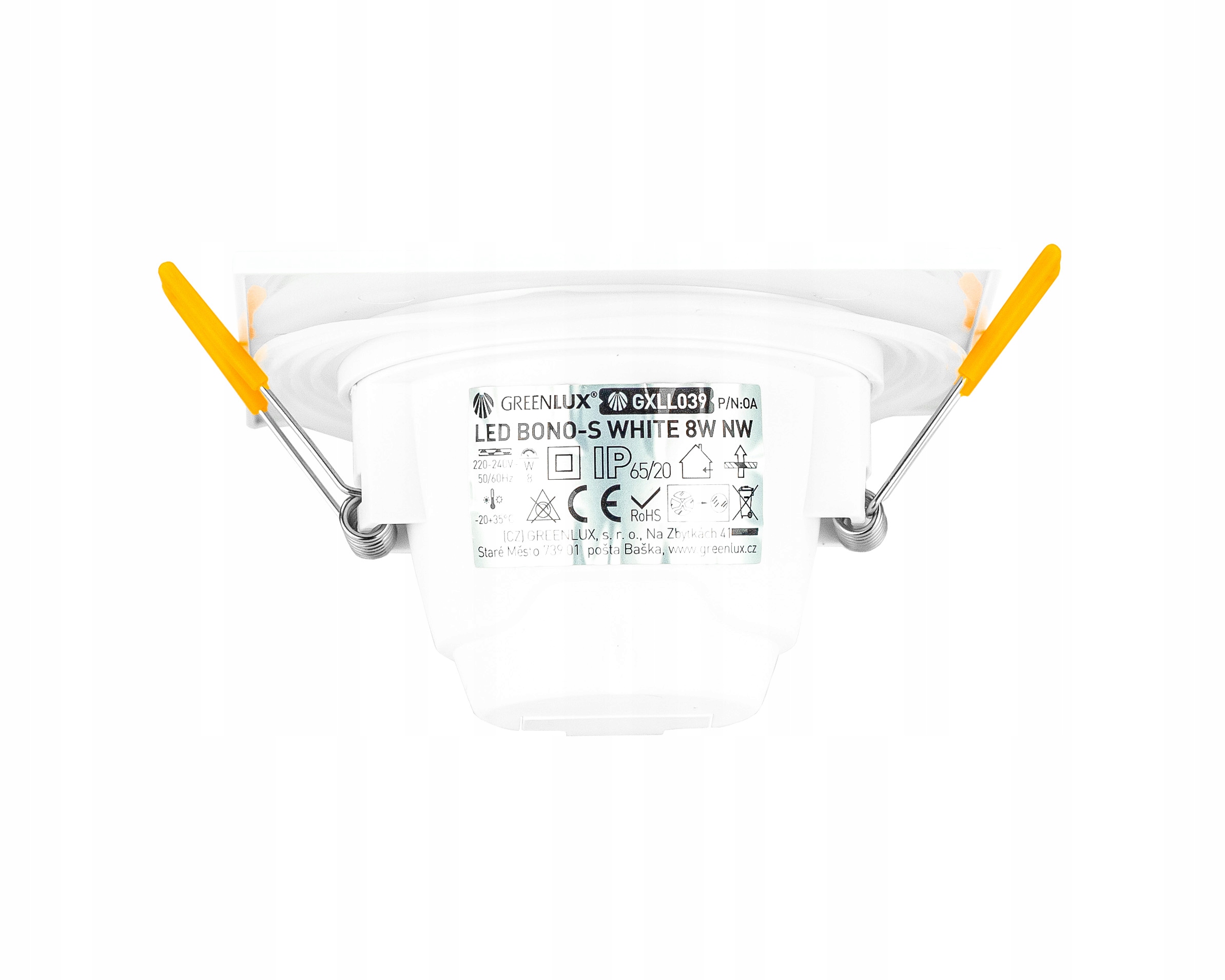 Oprawa oświetleniowa sufitowa wpuszczana Greenlux BONO-S biała 8W LED 230V EAN (GTIN) 8592660123783