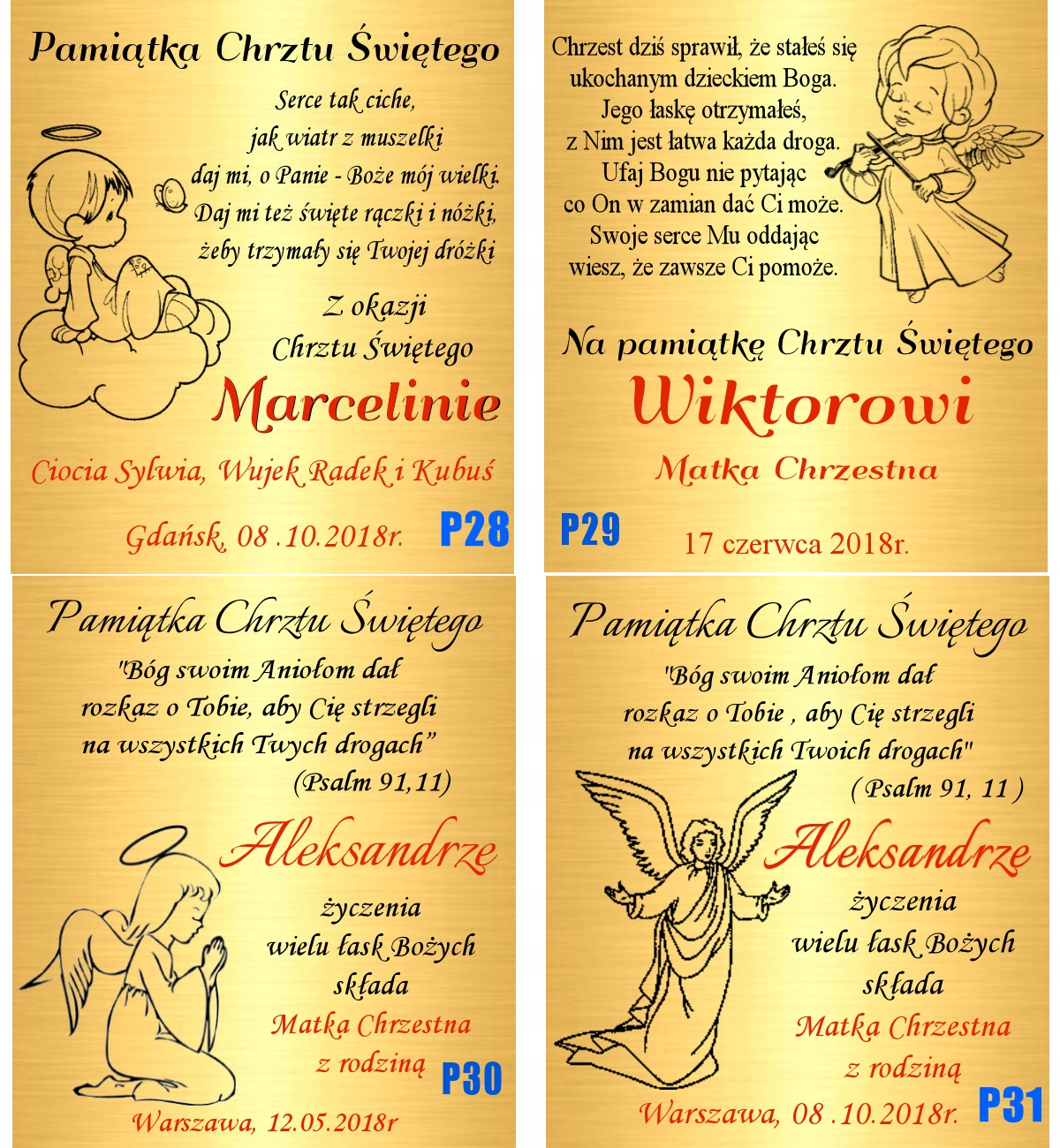 Złoty Łańcuszek 333 Medalik Aniołek Chrzest Komunia Grawer Długość całkowita 42 cm