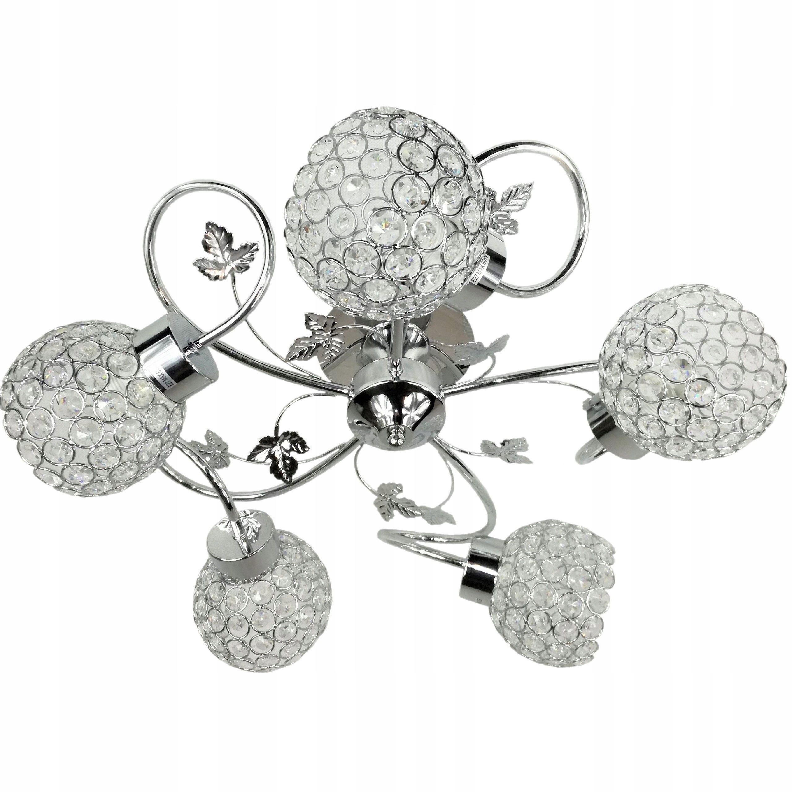 

Lampa Sufitowa Żyrandol Plafon 5 Kryształy Chrom