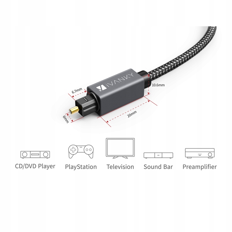 Kabel optyczny iVANKY Toslink Digital 3m EAN (GTIN) 9417951991829