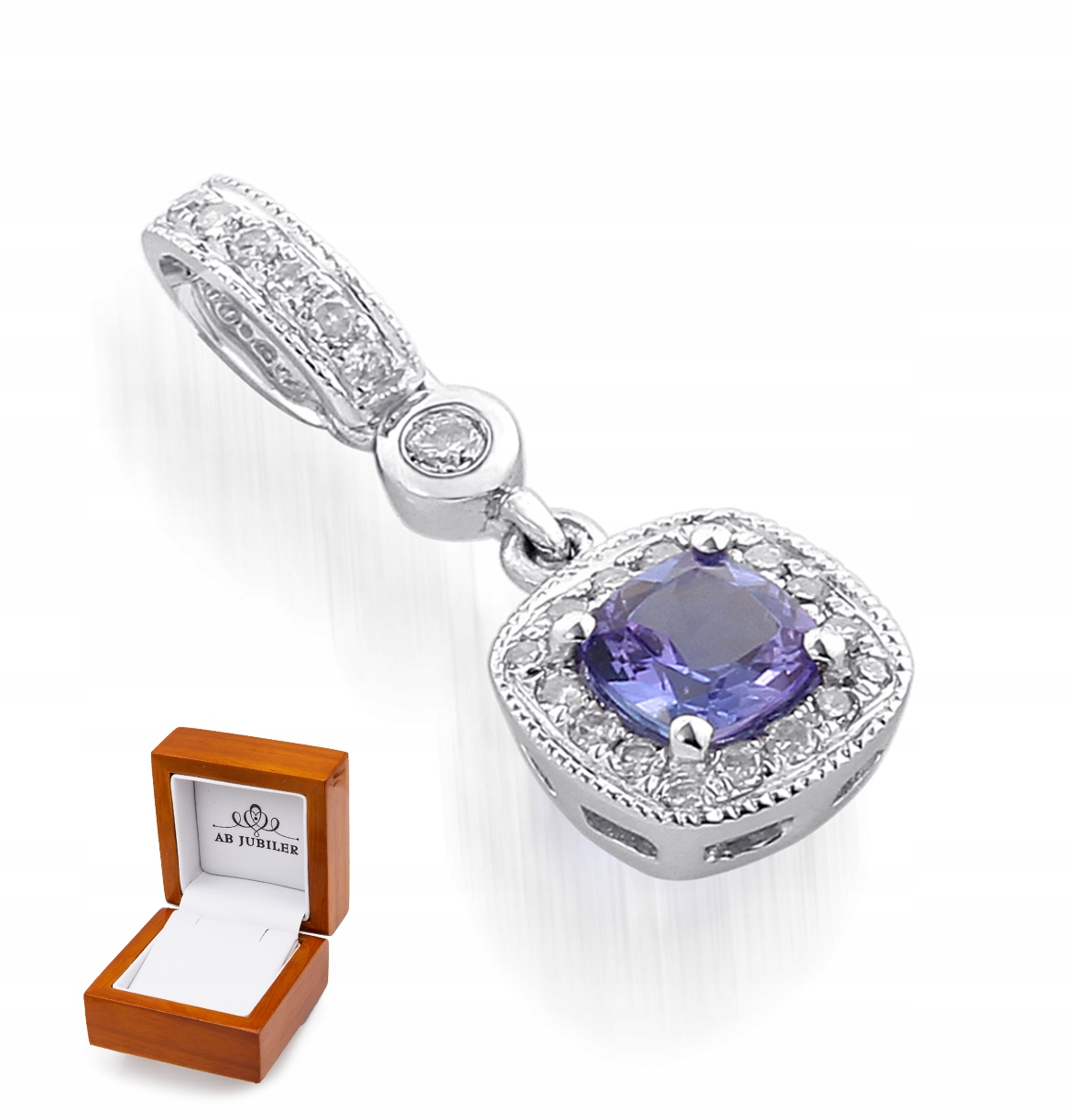 

Zawieszka Tanzanit Diamenty Białe Zloto pr 585