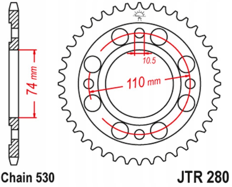 Zadní ozubení 530 Jtr 33Z Honda Cb 500 T Twin