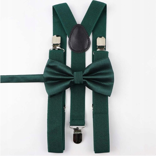 

Komplet Szelki męskie i Mucha męska zielona