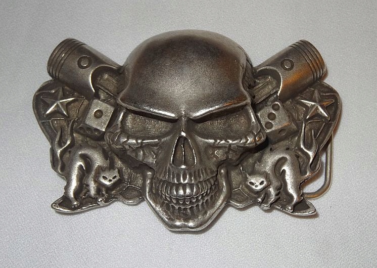 Большой 3D череп пряжка с поршнями без ремня