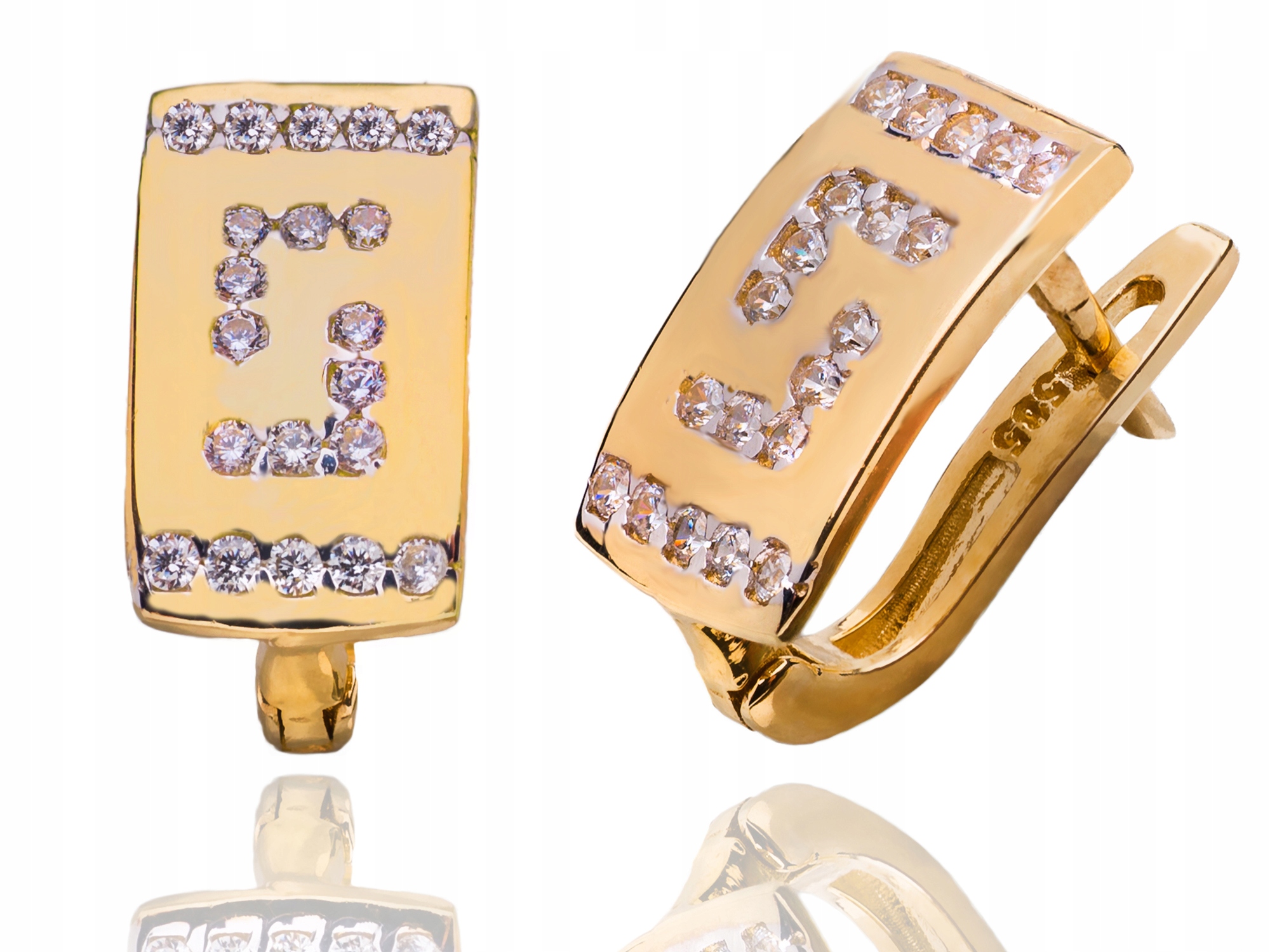 Zlaté Náušnice Se Zirkony, Vzor Řecké Zlato 585