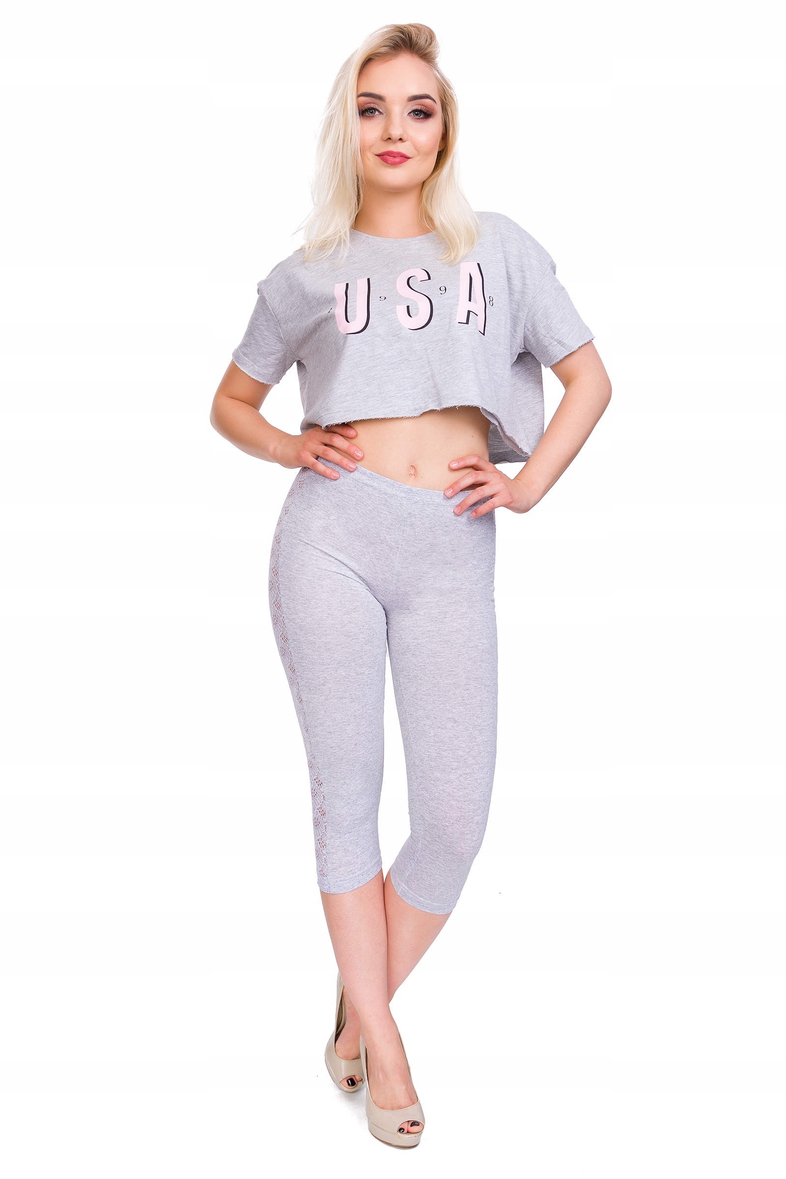 3/4 LEGGINSY KORONKOWE LAMPAS MELANŻ 3XL LPL3/4